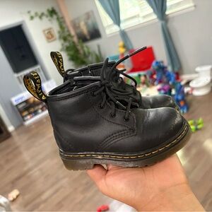 Dr. Martens Black Leather Kids Boots